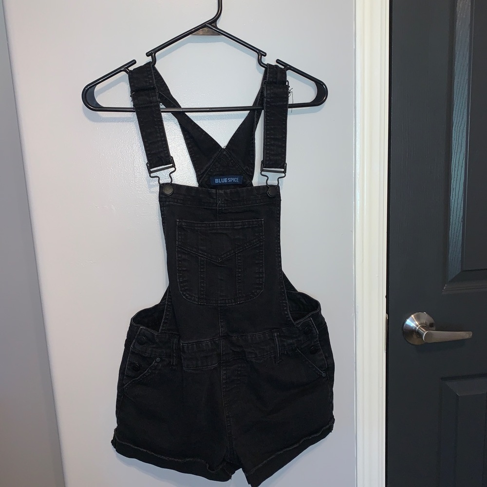 Black overall shorts